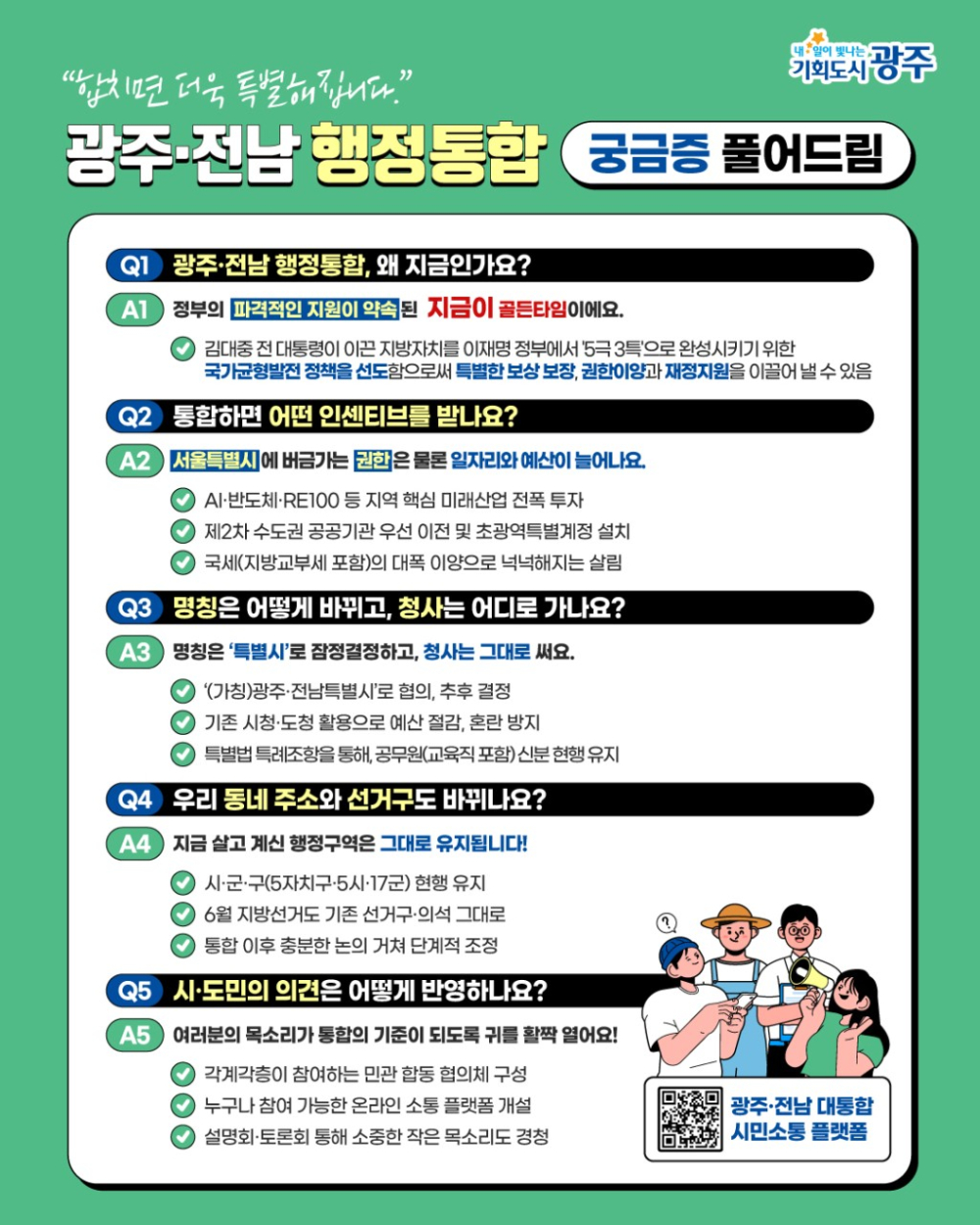 (광주광역시) 광주 전남 행정통합 궁금증 풀어드림 첨부이미지 : 행정통합 Q&A(원본).jpg