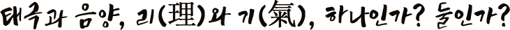 태극과 음양, 리(理)와 기(氣), 하나인가? 둘인가?